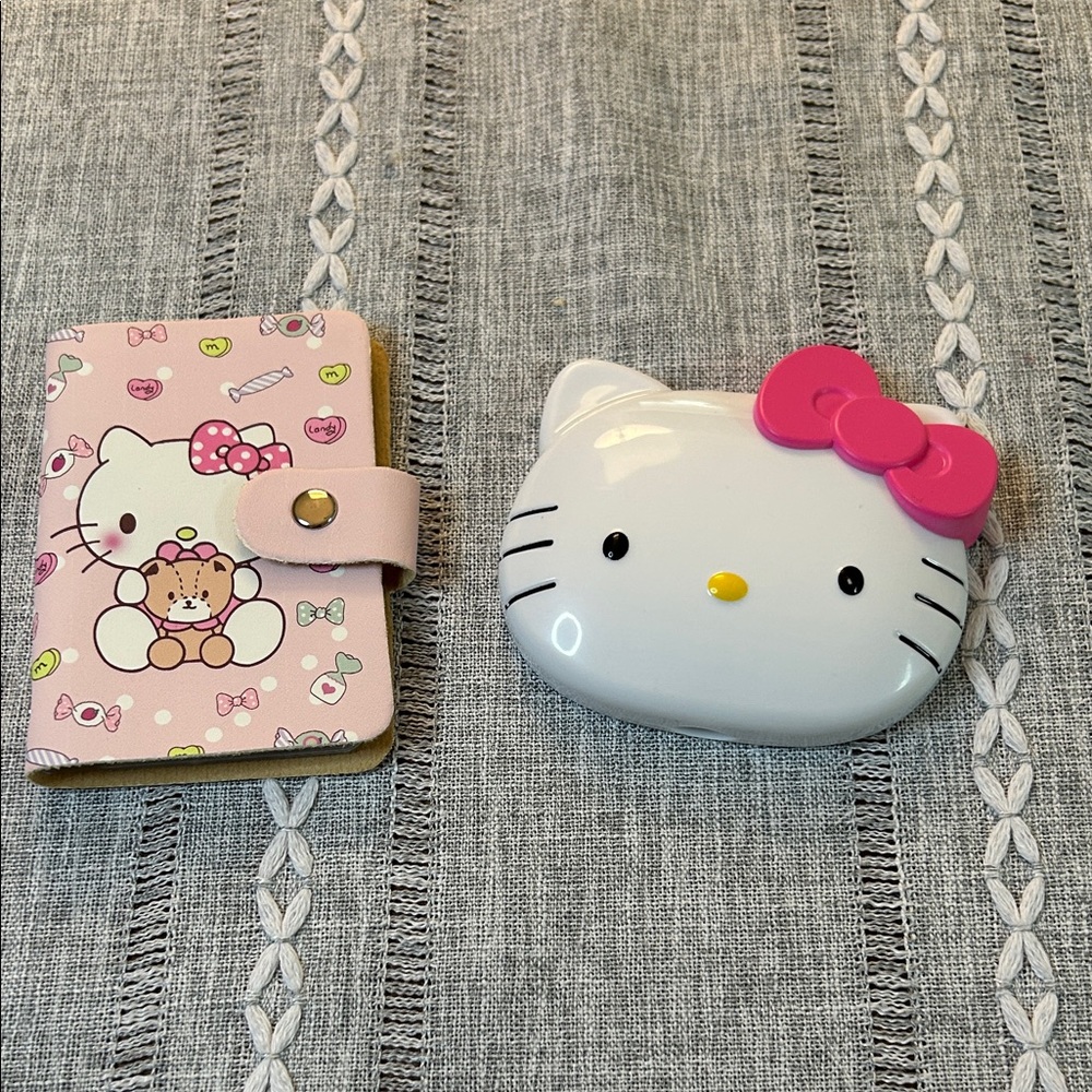 Pink Card Holder and White Mirror w/Comb